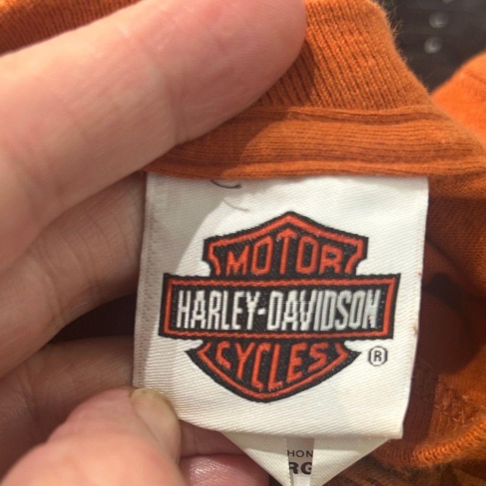 Harley Davidson 2014 Speedy's Pinup T-Shirt Burnt Orange Kane\'s L Bikercore Y2K - Picture 2 of 6